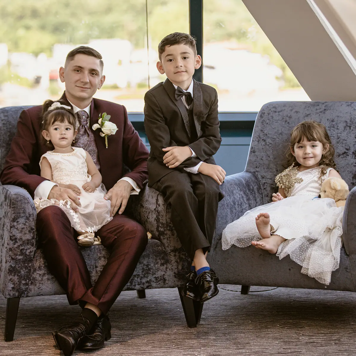Familie beim Fotoshooting